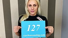 Chubby blonde takes it during casting