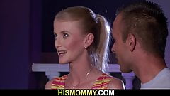 Guy finds his lesbian mom licking and banging his teen gf